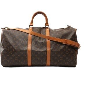 LOUIS VUITTON MONOGRAM KEEPALL BANDOULIERE 55 BAG W/ STRAP & COA